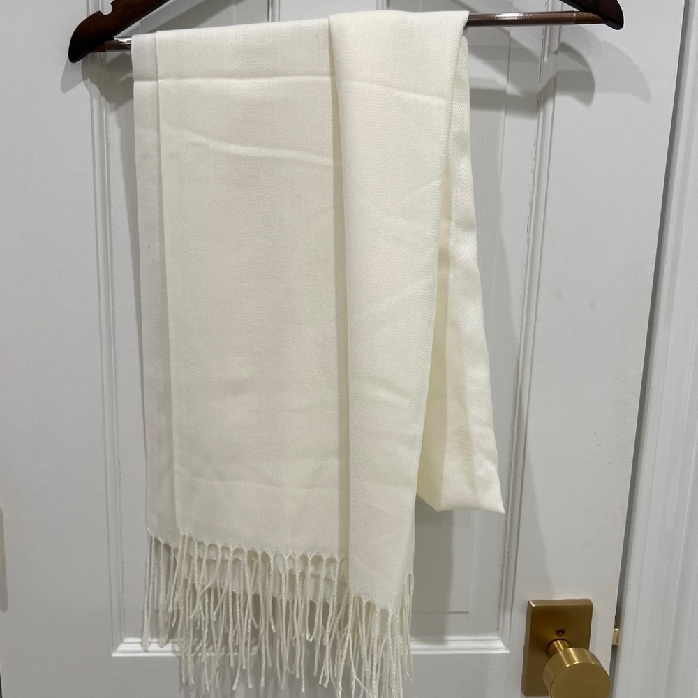 Elegant Cream Scarf with Fringe
